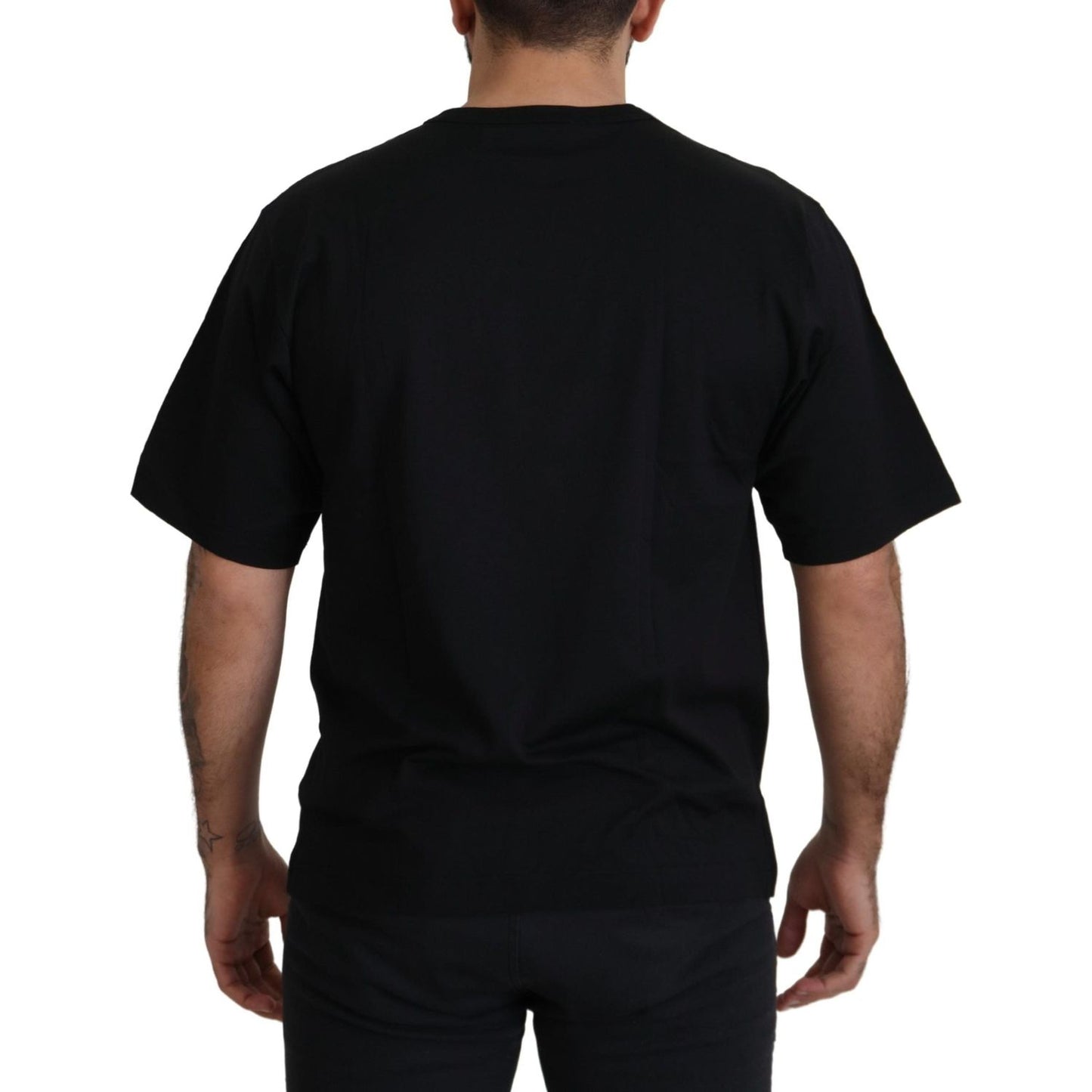Dolce & Gabbana Black Gold STAR Crown DG Cotton Crewneck T-shirt TSH7506- S