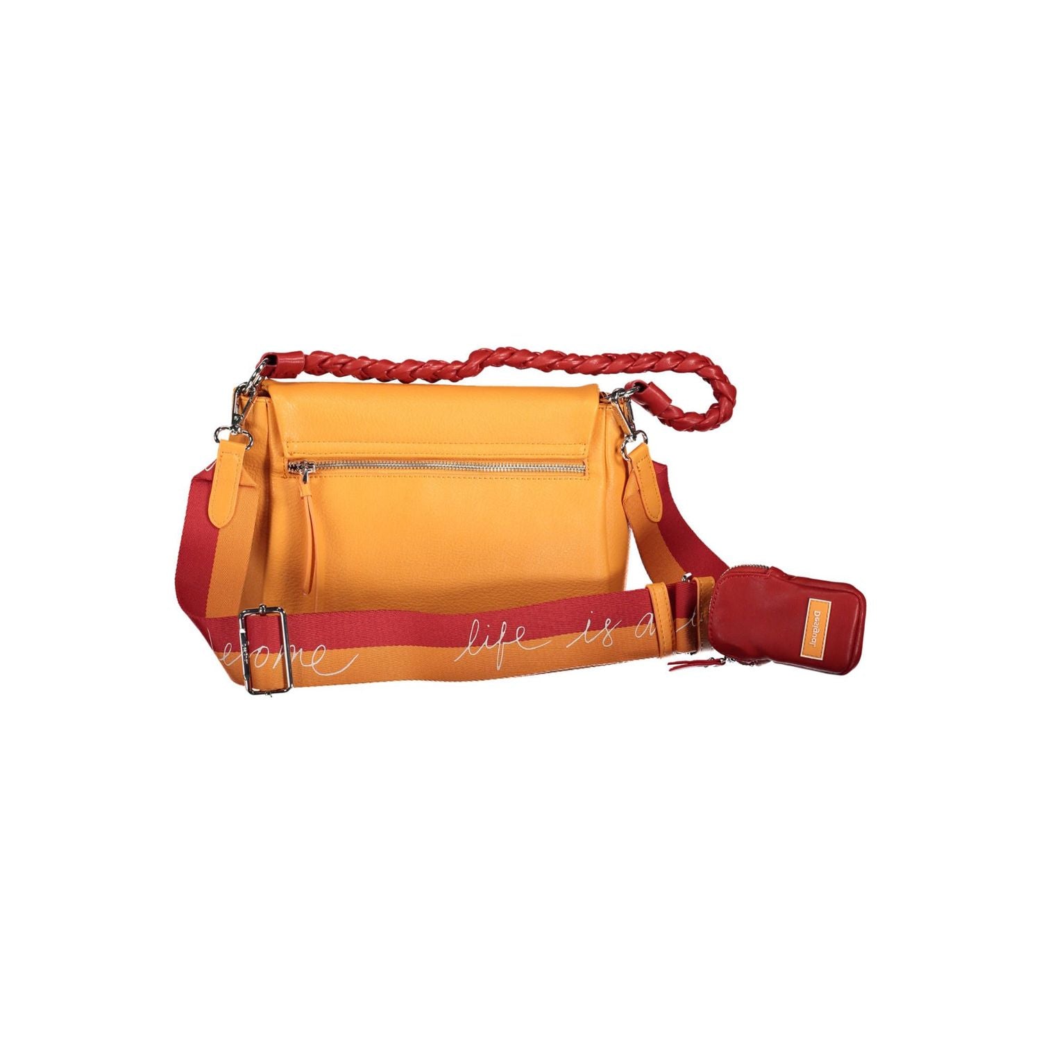 Front view with bag zipped and handles upright.