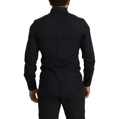 Dolce & Gabbana Black Cotton GOLD Slim Fit Dress Shirt