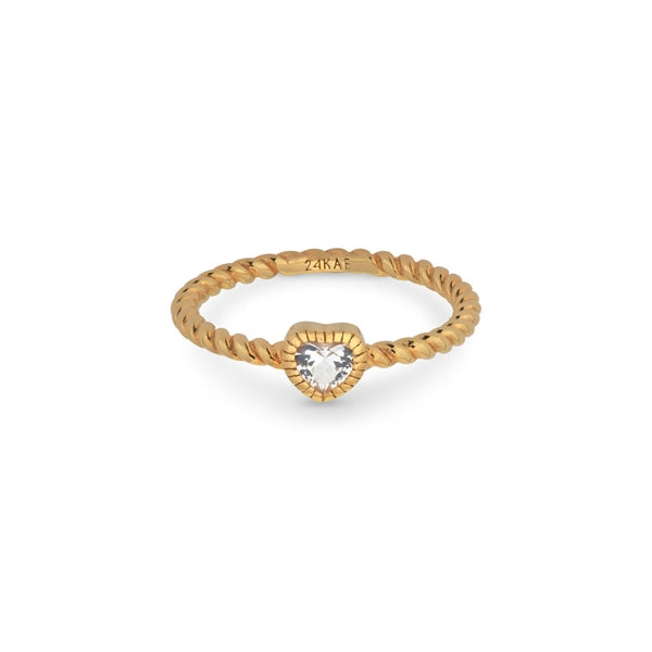 24KAE JEWELS JEWELRY Mod. 12417Y/56 gold ring with heart-shaped stone detail