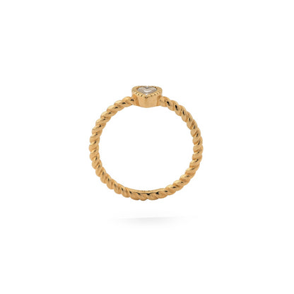 Gold ring from 24KAE JEWELS JEWELRY Mod. 12417Y/56 with twisted band and diamond-like detail.