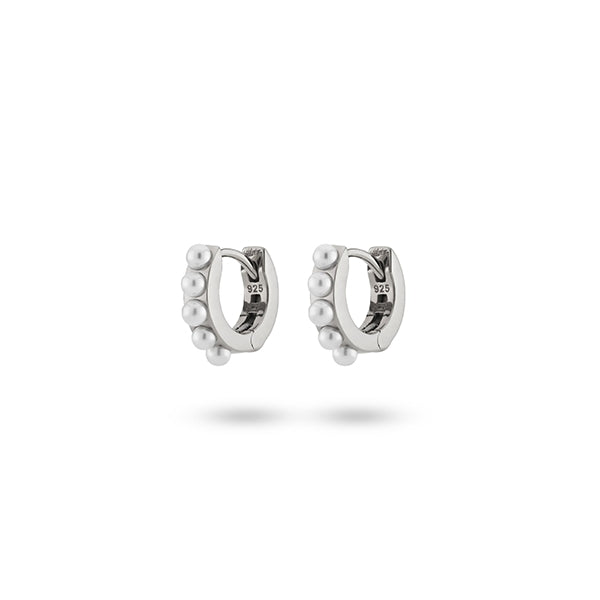 24KAE JEWELS JEWELRY Mod. 42419S silver hoop earrings with pearls