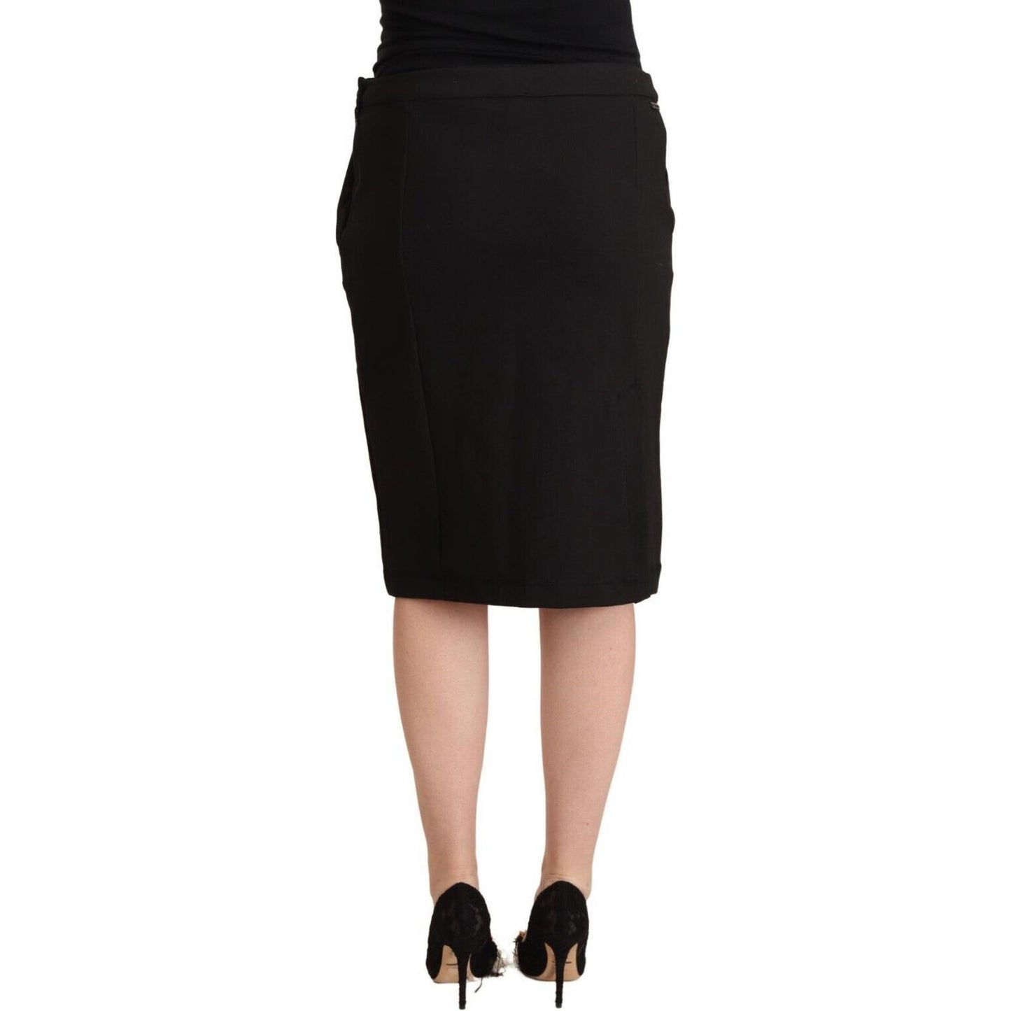 GF Ferre Black Straight Pencil Cut Knee Length Skirt PAN72187 - 36