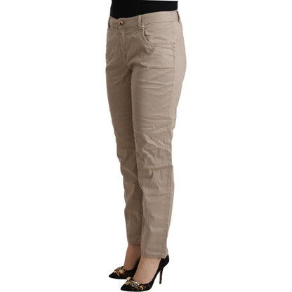 Acht Beige Tencel Mid Waist Tapered Casual Pants