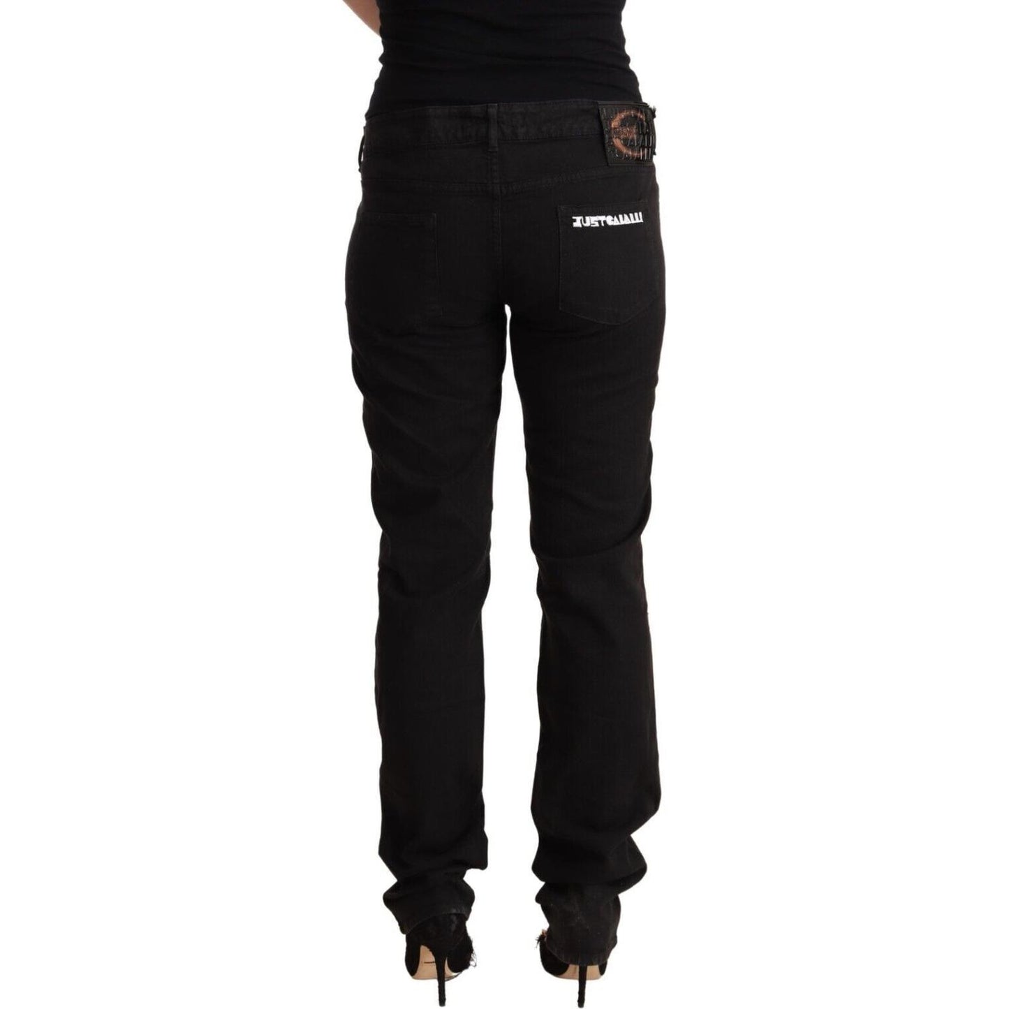 Just Cavalli Black Mid Waist Denim Cotton Skinny Jeans PAN72206 - 36