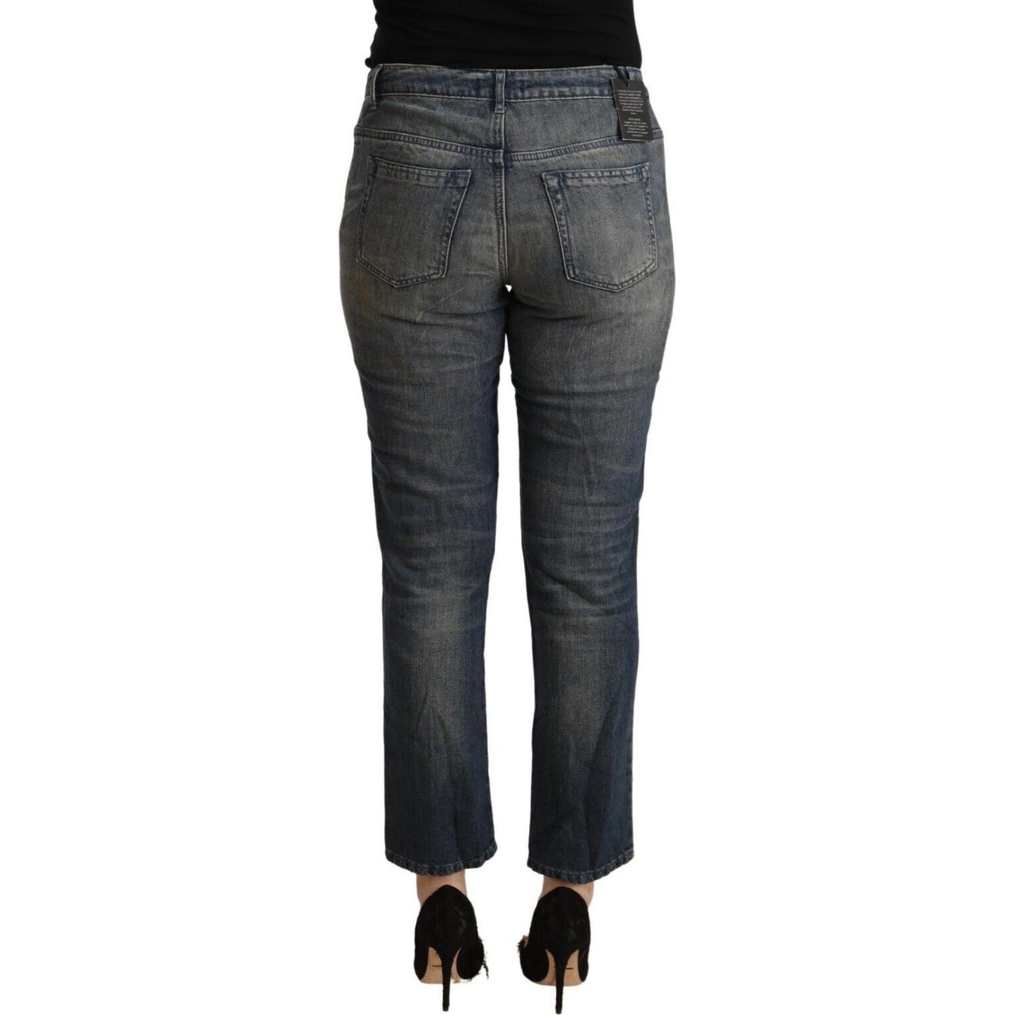 Twinset Blue Washed Cotton Cropped Capri Women Denim Jeans PAN72164 - 27