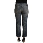 Twinset Blue Washed Cotton Cropped Capri Women Denim Jeans PAN72164 - 27