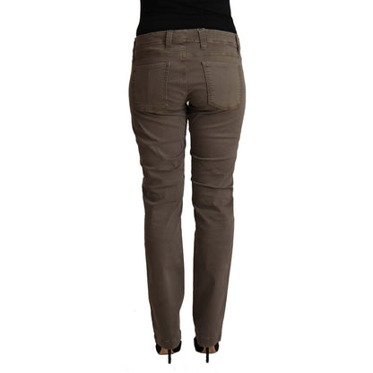 CYCLE Brown Cotton Low Waist Skinny Casual Jeans