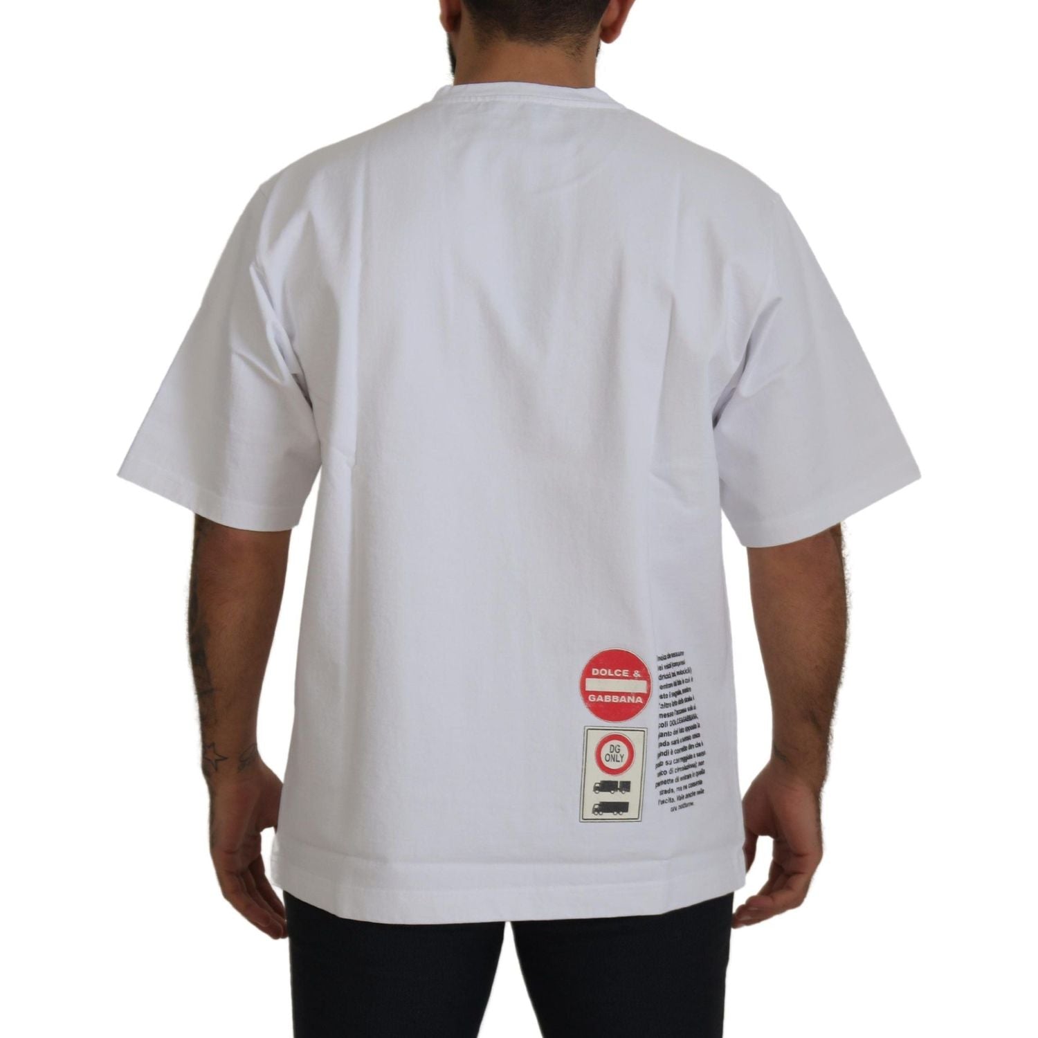 Dolce & Gabbana White Amor Heart Cotton Crewneck T-shirt