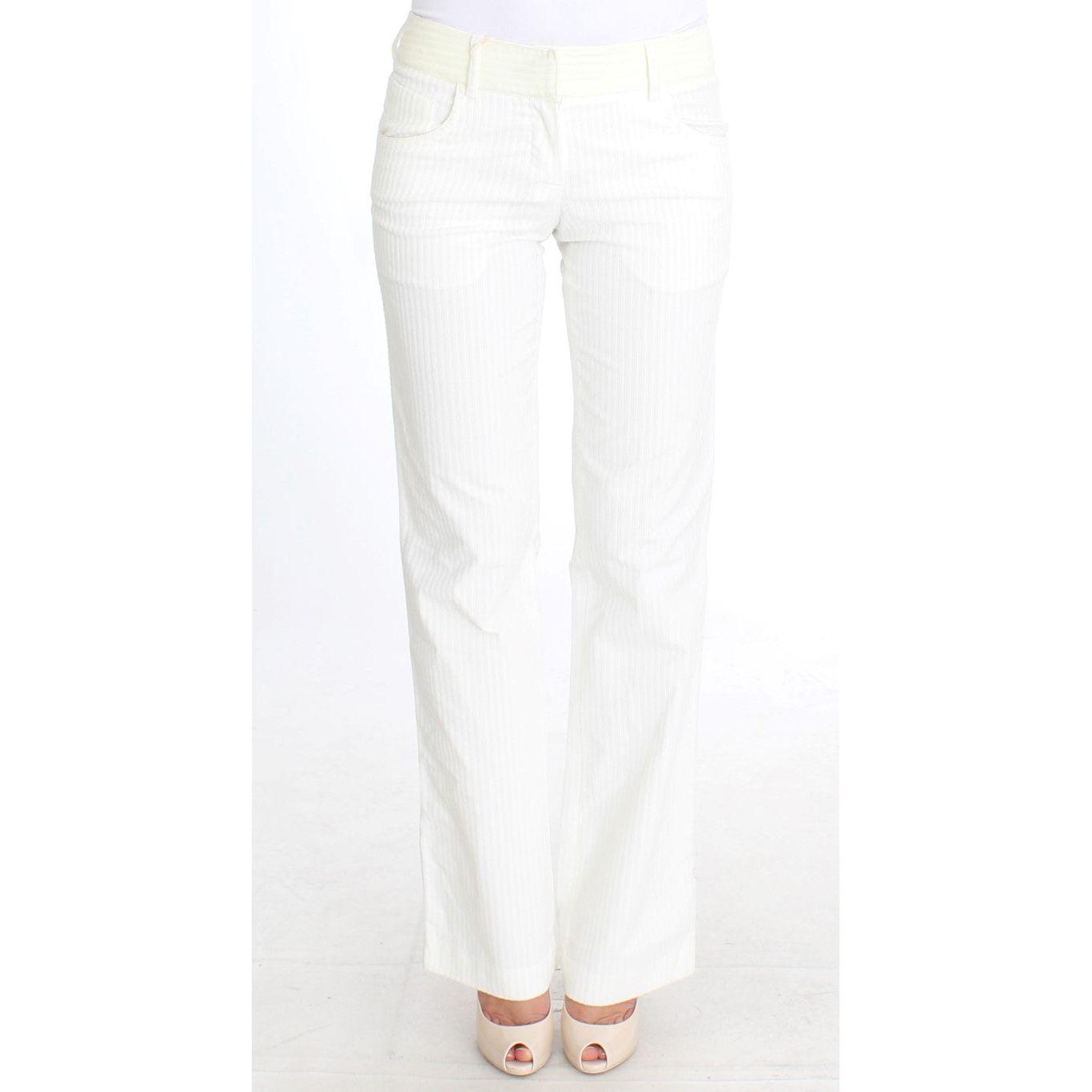 Ermanno Scervino White Striped Straight Fit Pants
