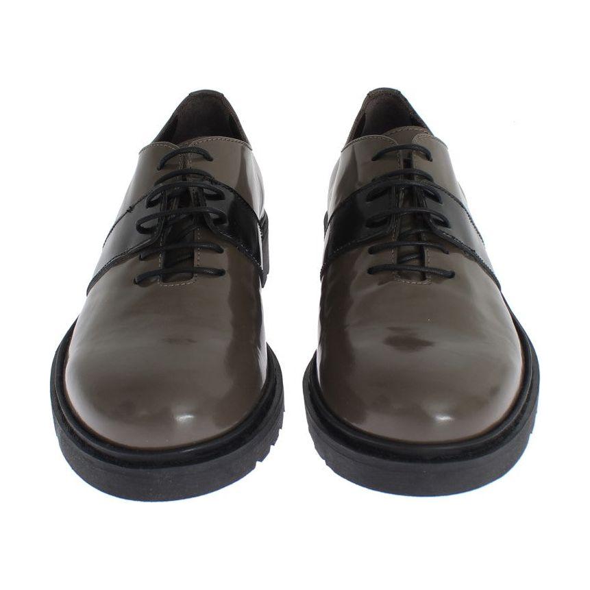 AI_ Gray Brown Leather Laceups Shoes