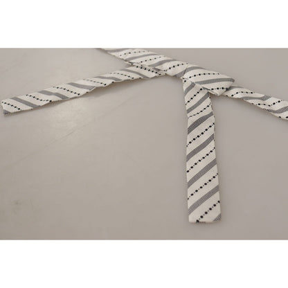 Dolce & Gabbana White Black Polka Dot 100% Silk Neck Papillon Bow Tie