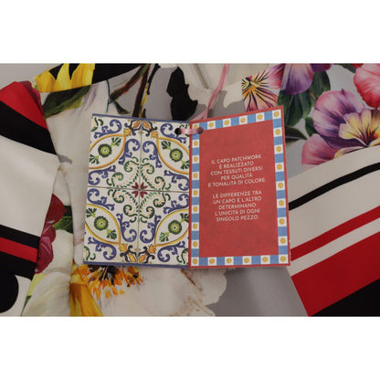 Dolce & Gabbana Multicolor Charmeuse Floral Sheath Jaquard Pachwork Dress