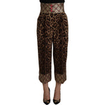 Dolce & Gabbana High Waist Cropped Leopard Jacquard Pants Dolce & Gabbana Black