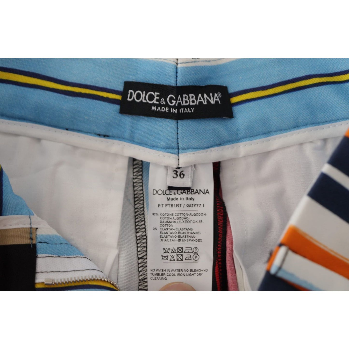 Dolce & Gabbana Multicolor Striped High Waist Cotton Pants