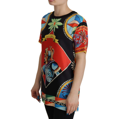 Dolce & Gabbana Multicolor Soldier Carretto Silk Top T-shirt