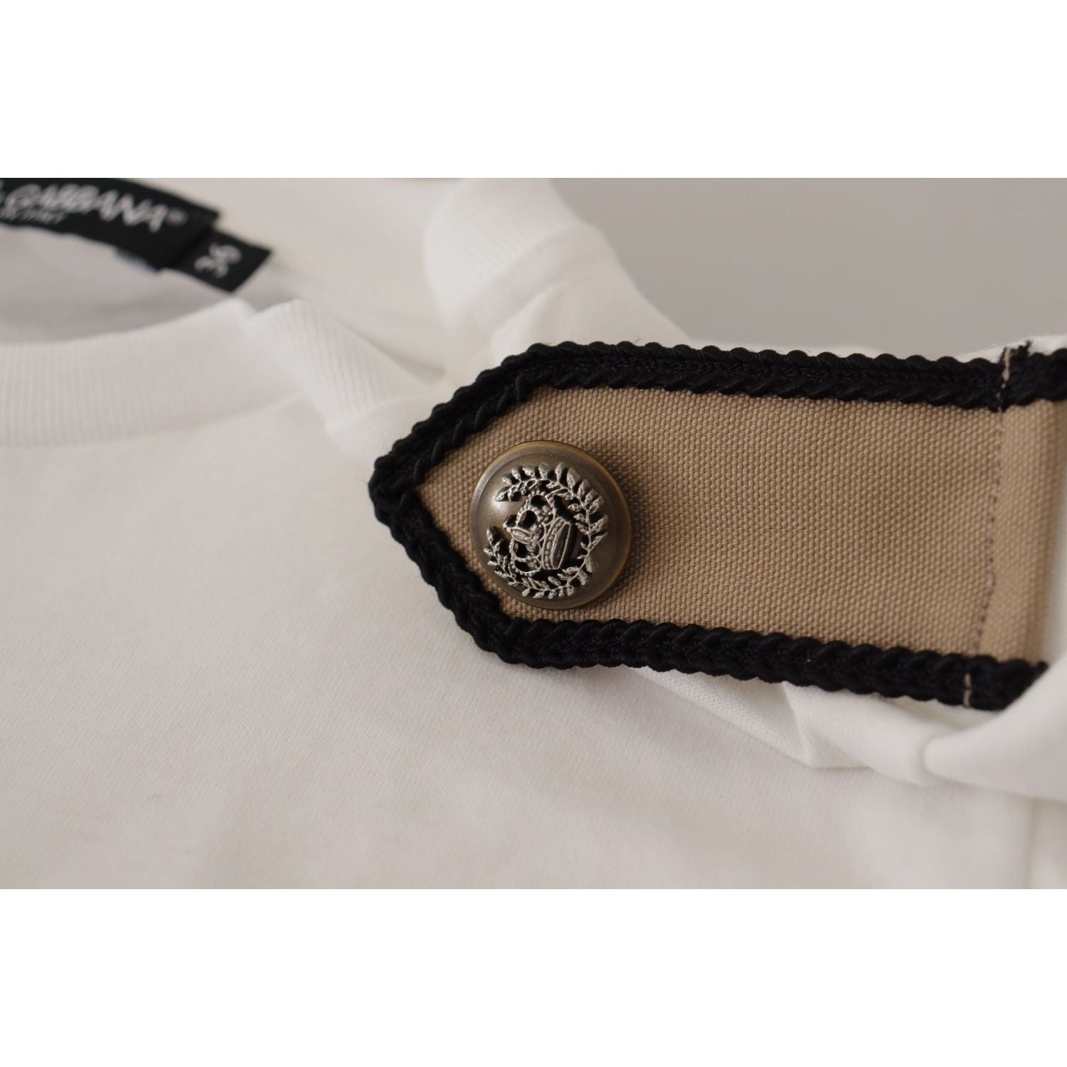 Dolce & Gabbana White Black Roses Crewneck Cotton  T-shirt