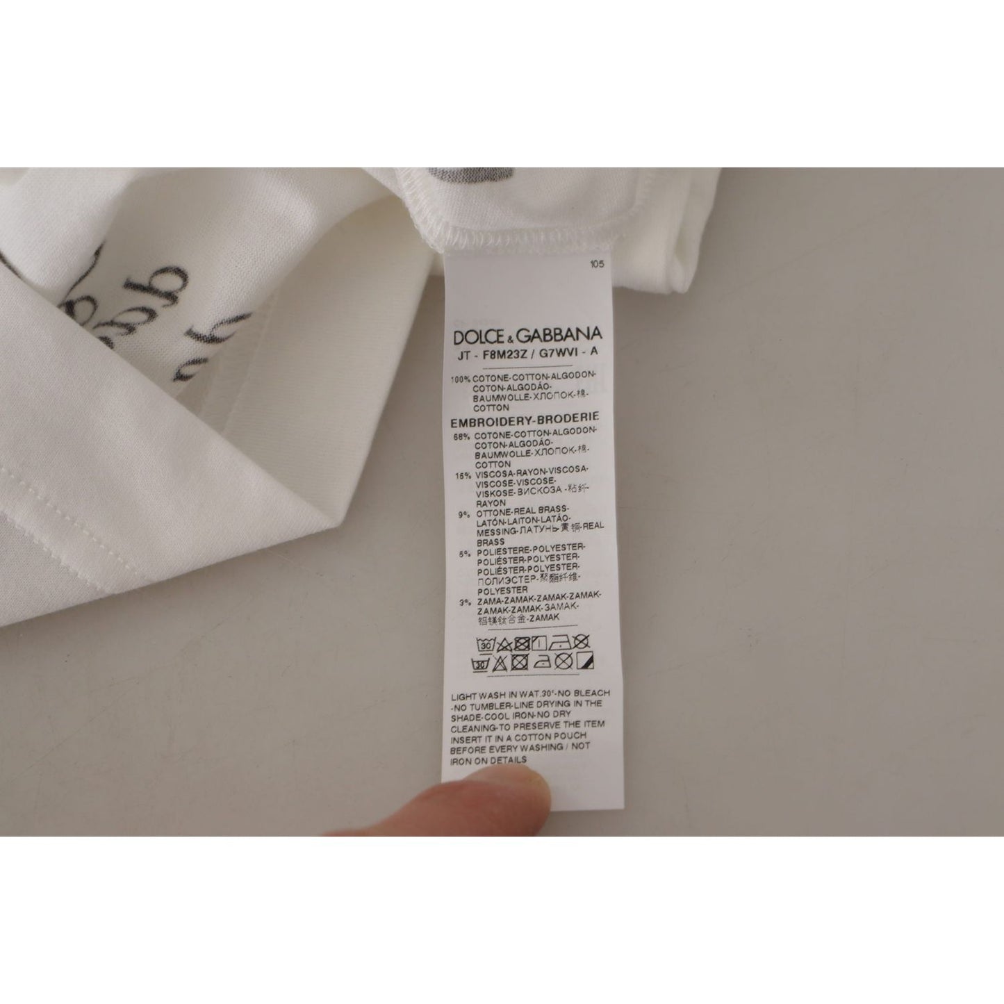 Dolce & Gabbana White Black Roses Crewneck Cotton T-shirt