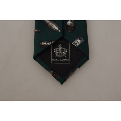 Dolce & Gabbana Black Bottle Fantasy Print Silk Adjustable Accessory Tie
