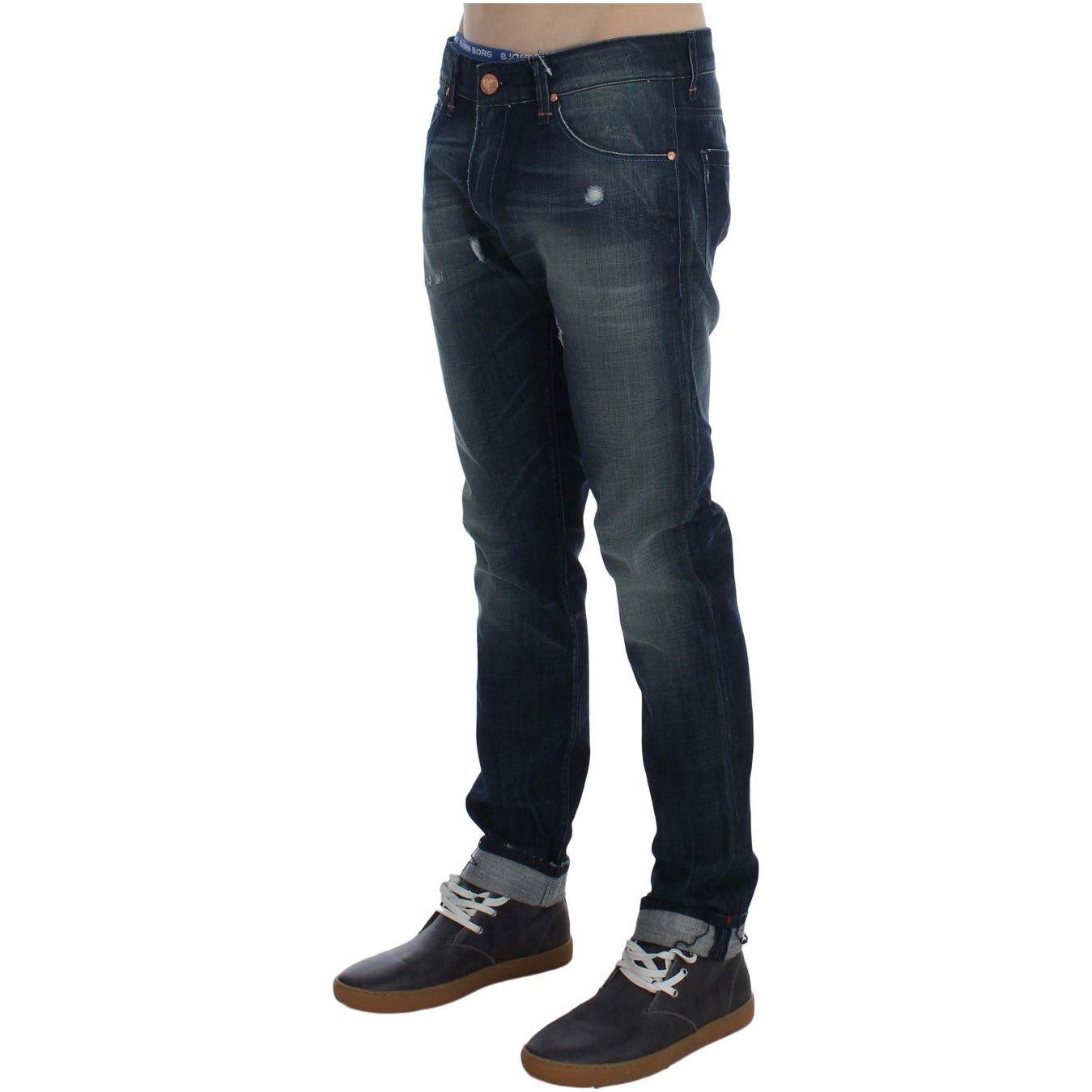 Acht Blue Wash Cotton Denim Slim Fit Jeans SIG30494-1