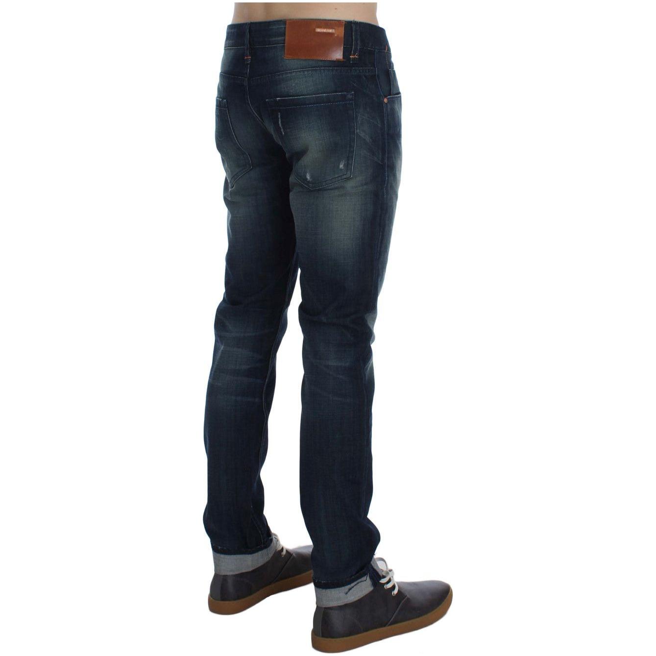 Acht Blue Wash Cotton Denim Slim Fit Jeans