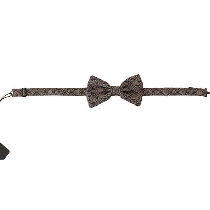 Dolce & Gabbana Black white 100% Silk Adjustable Neck Papillon Tie