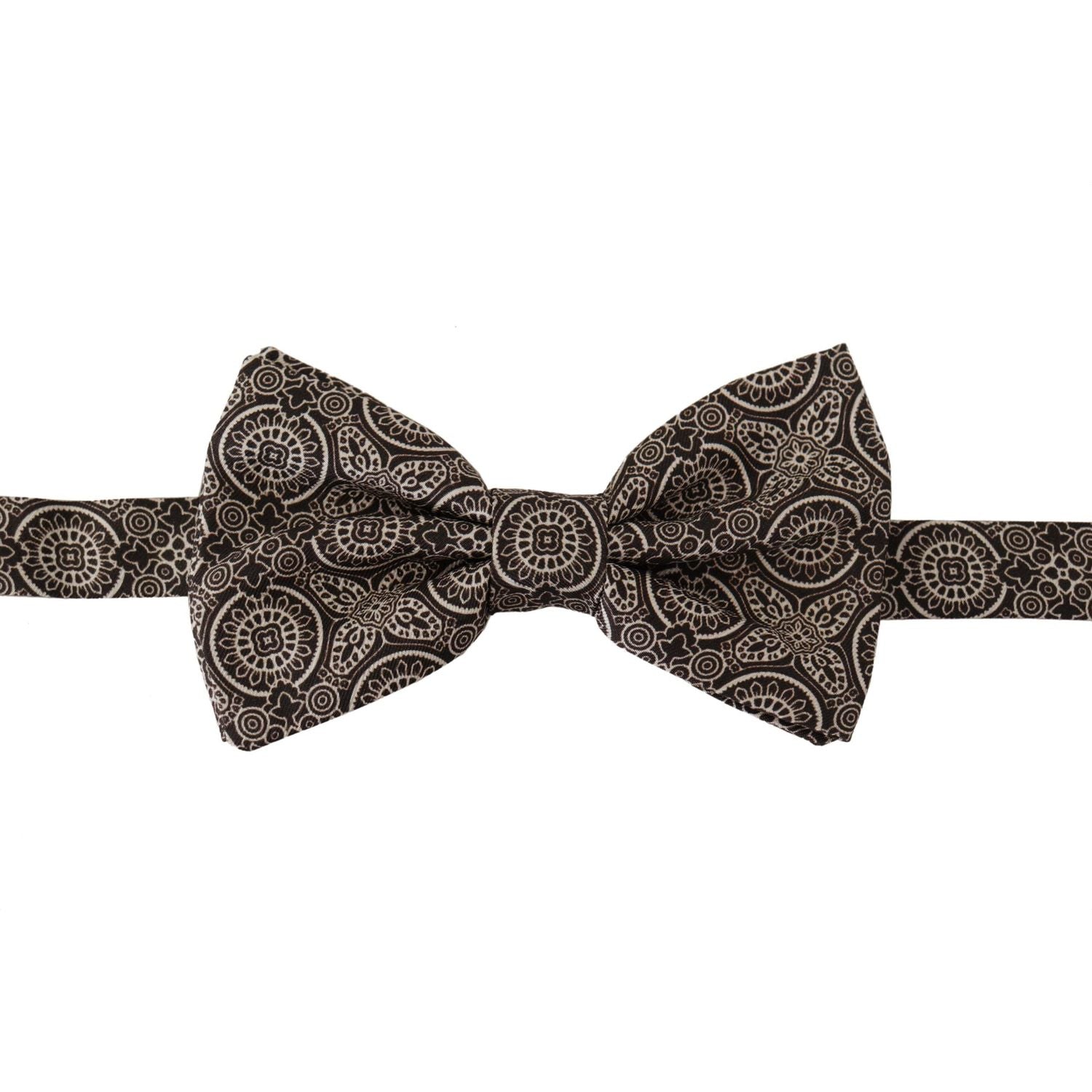 Dolce & Gabbana Black white 100% Silk Adjustable Neck Papillon Tie