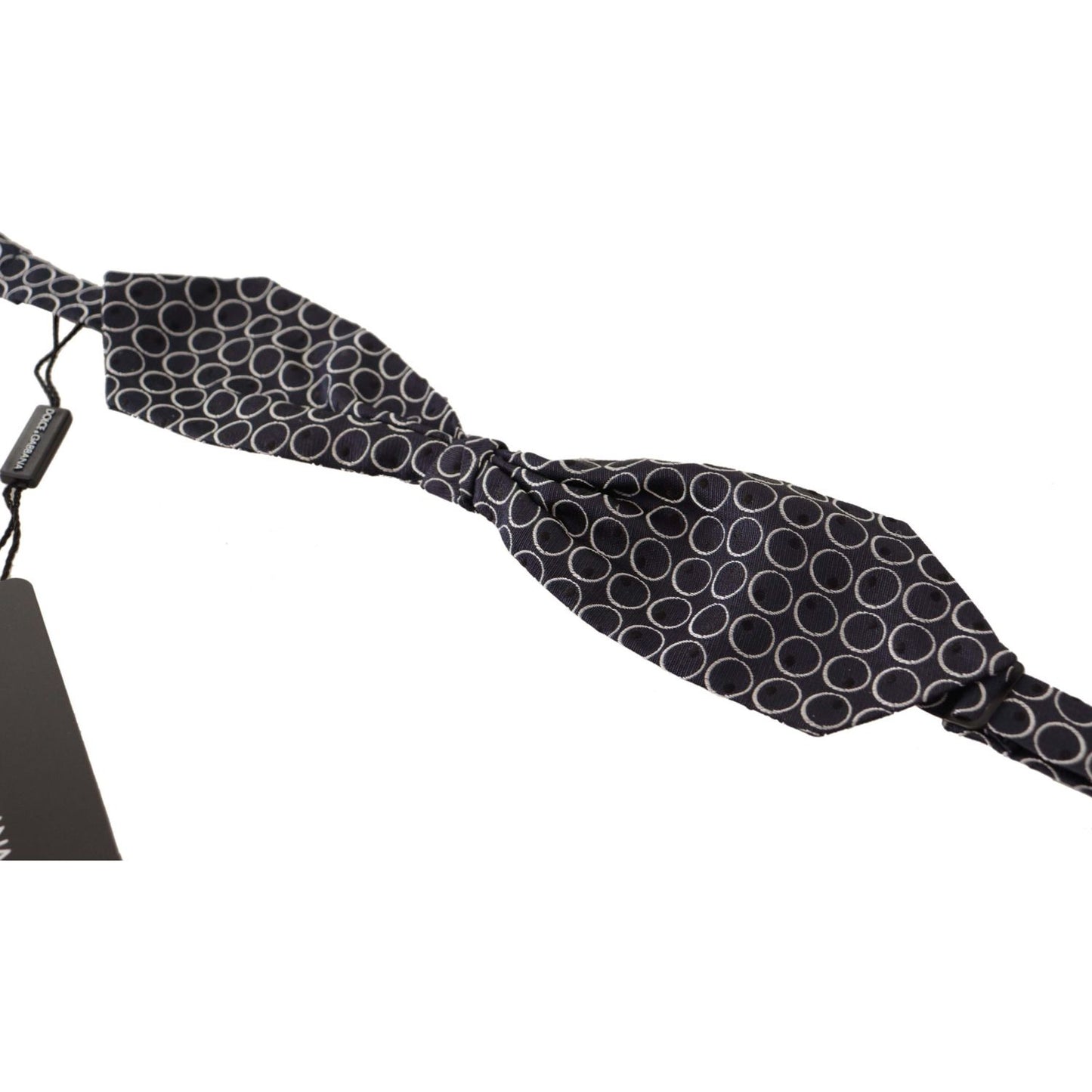Dolce & Gabbana Black White Round 100% Silk Neck Papillon Tie