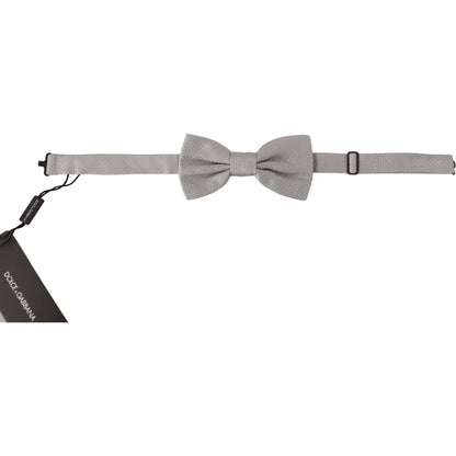 Dolce & Gabbana Gray 100% Silk Adjustable Neck Papillon Tie