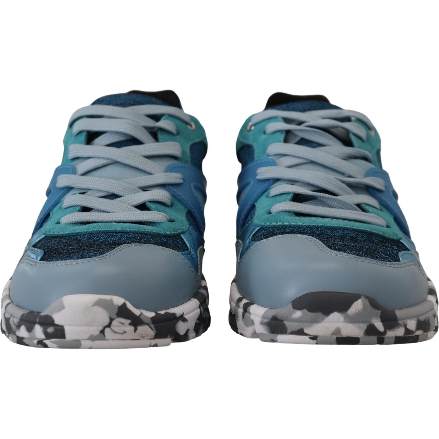 Dolce & Gabbana Blue Gray Leather Sport Low Top Sneakers