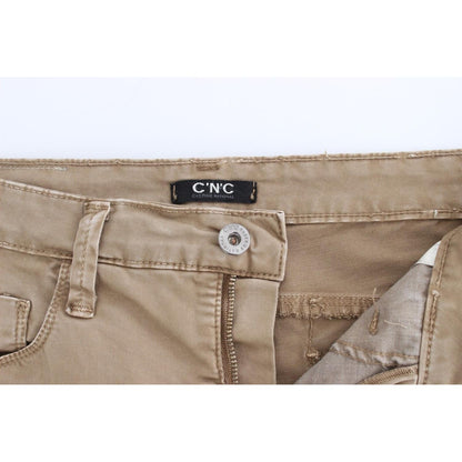 Costume National Beige Straight Leg Denim Pants Stretch Jeans