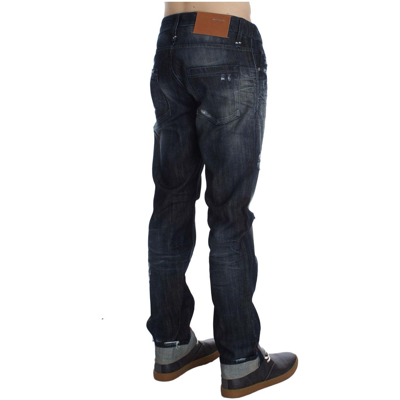 Acht Blue Cotton Regular Straight Fit Jeans Jeans & Pants