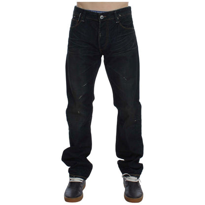 Acht Blue Wash Cotton Denim Straight Fit Jeans