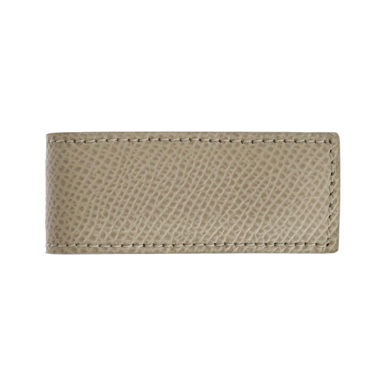Dolce & Gabbana Beige Leather Magnet Money Clip SIG31661
