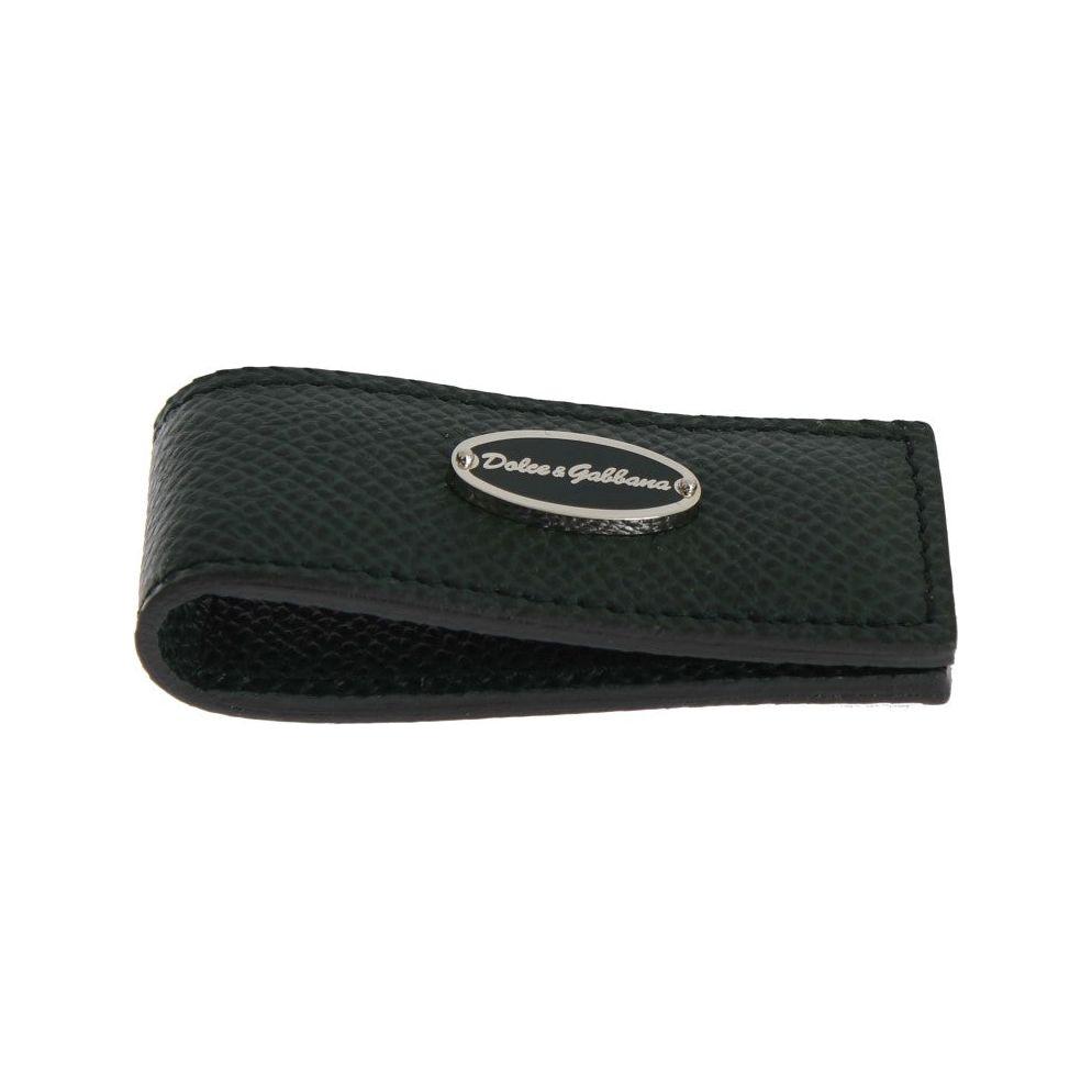 Dolce & Gabbana Green Leather Magnet Money Clip SIG31662
