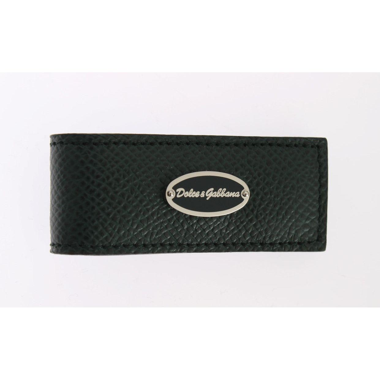 Dolce & Gabbana Green Leather Magnet Money Clip SIG31662