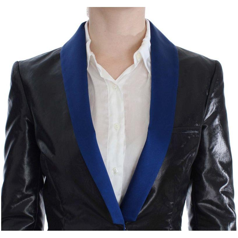 Exte Black Blue Two Piece Suit Skirt & Blazer