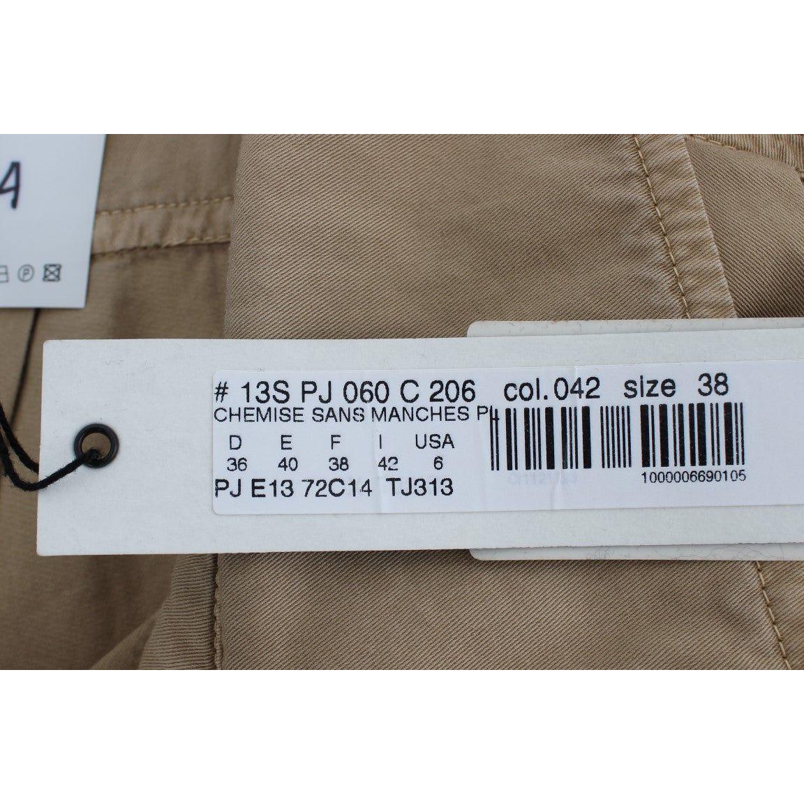 PLEIN SUD Beige Cotton Sleeveless Shirt