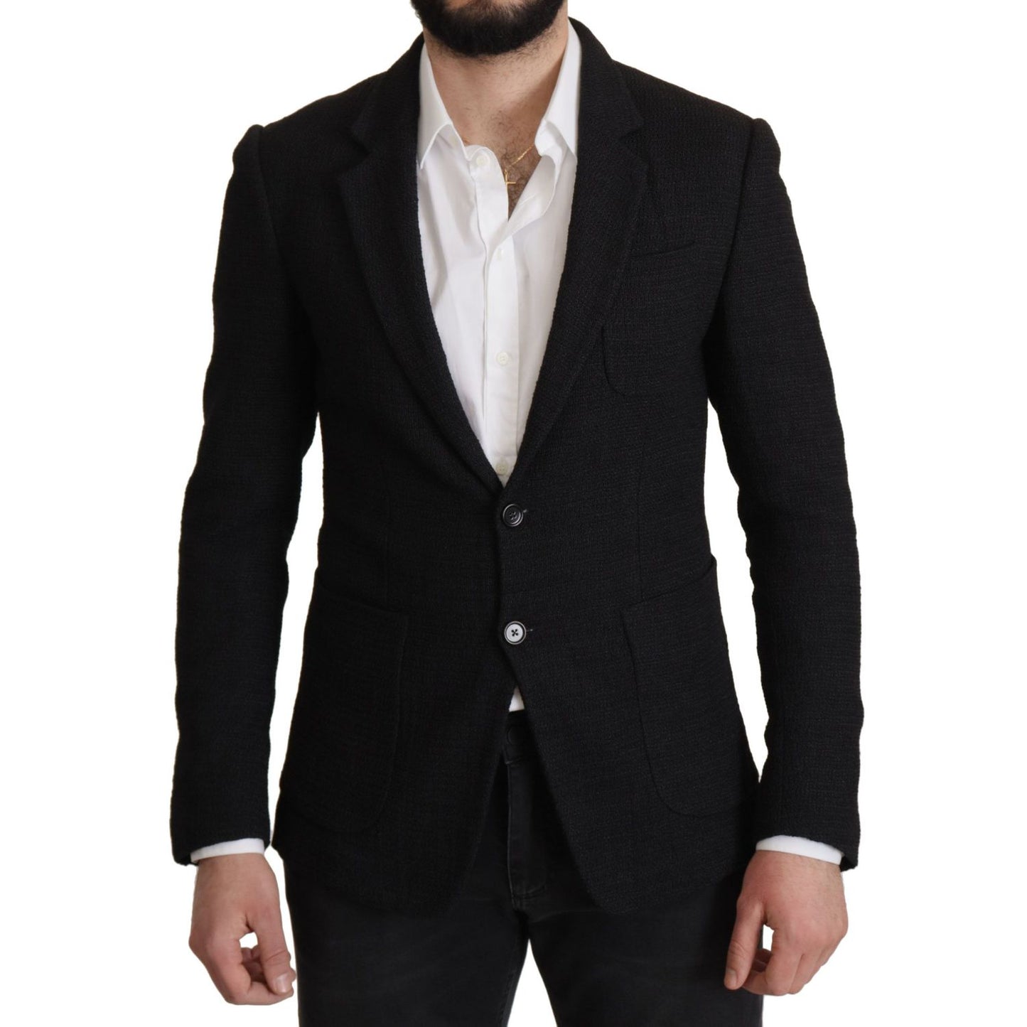 Dolce & Gabbana Black Single Breasted Coat Men Blazer
