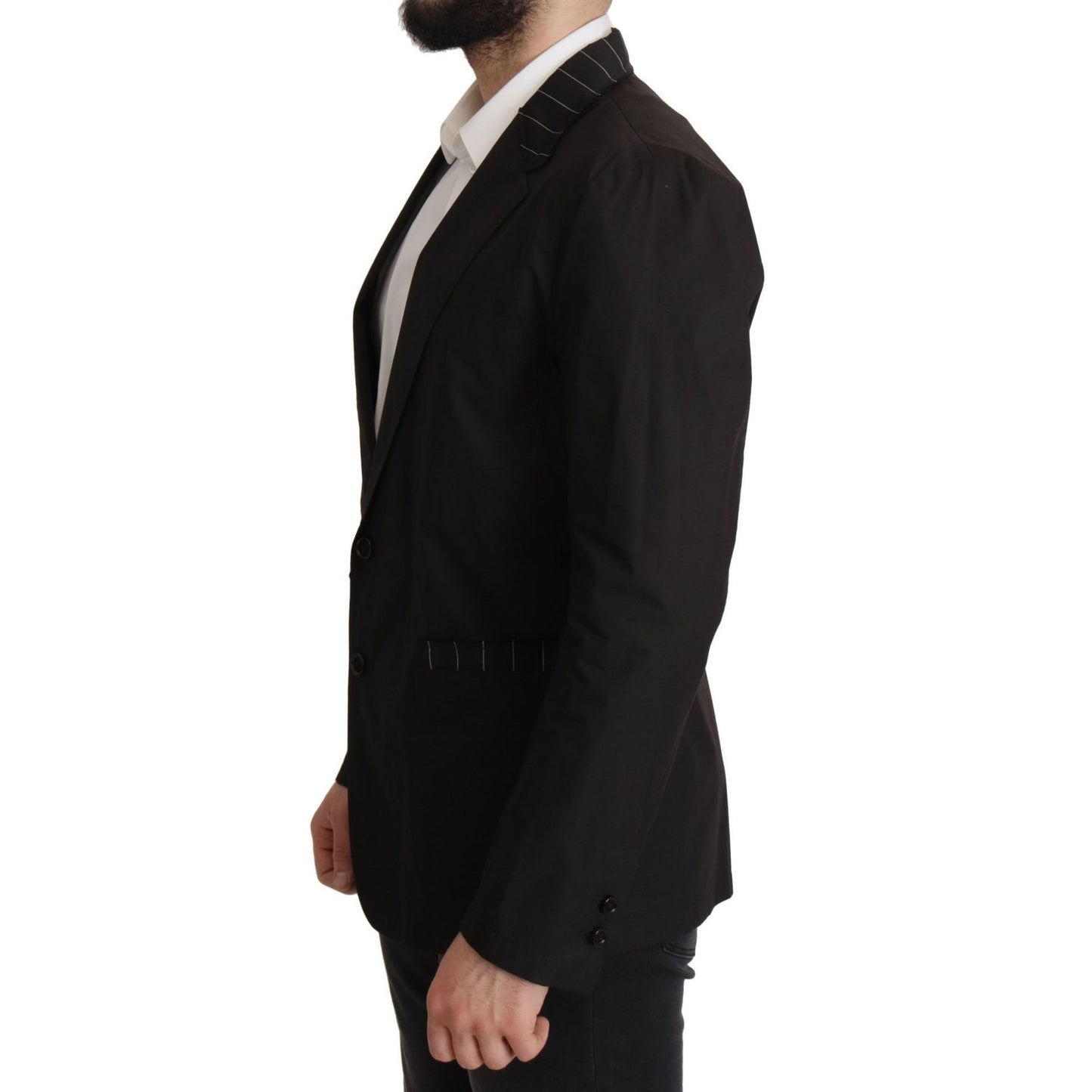 Dolce & Gabbana Black Cotton Single Breasted Blazer Jacket