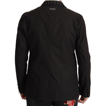 Dolce & Gabbana Black Cotton Single Breasted Blazer Jacket