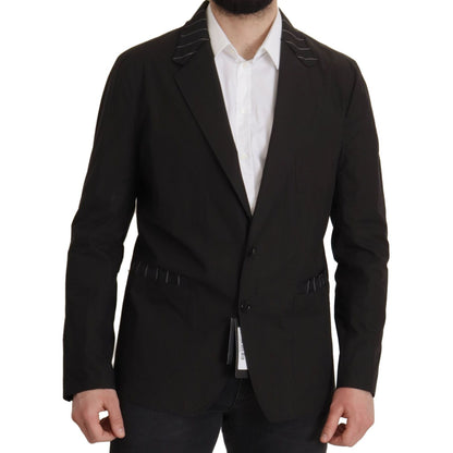 Dolce & Gabbana Black Cotton Single Breasted Blazer Jacket