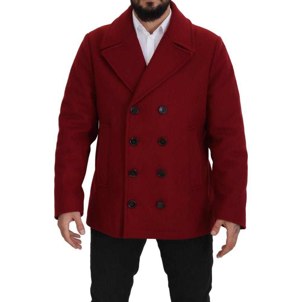 Dolce & Gabbana Red Wool Double Breasted Coat Jacket JKT3348- 52