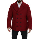Dolce & Gabbana Red Wool Double Breasted Coat Jacket JKT3348- 52