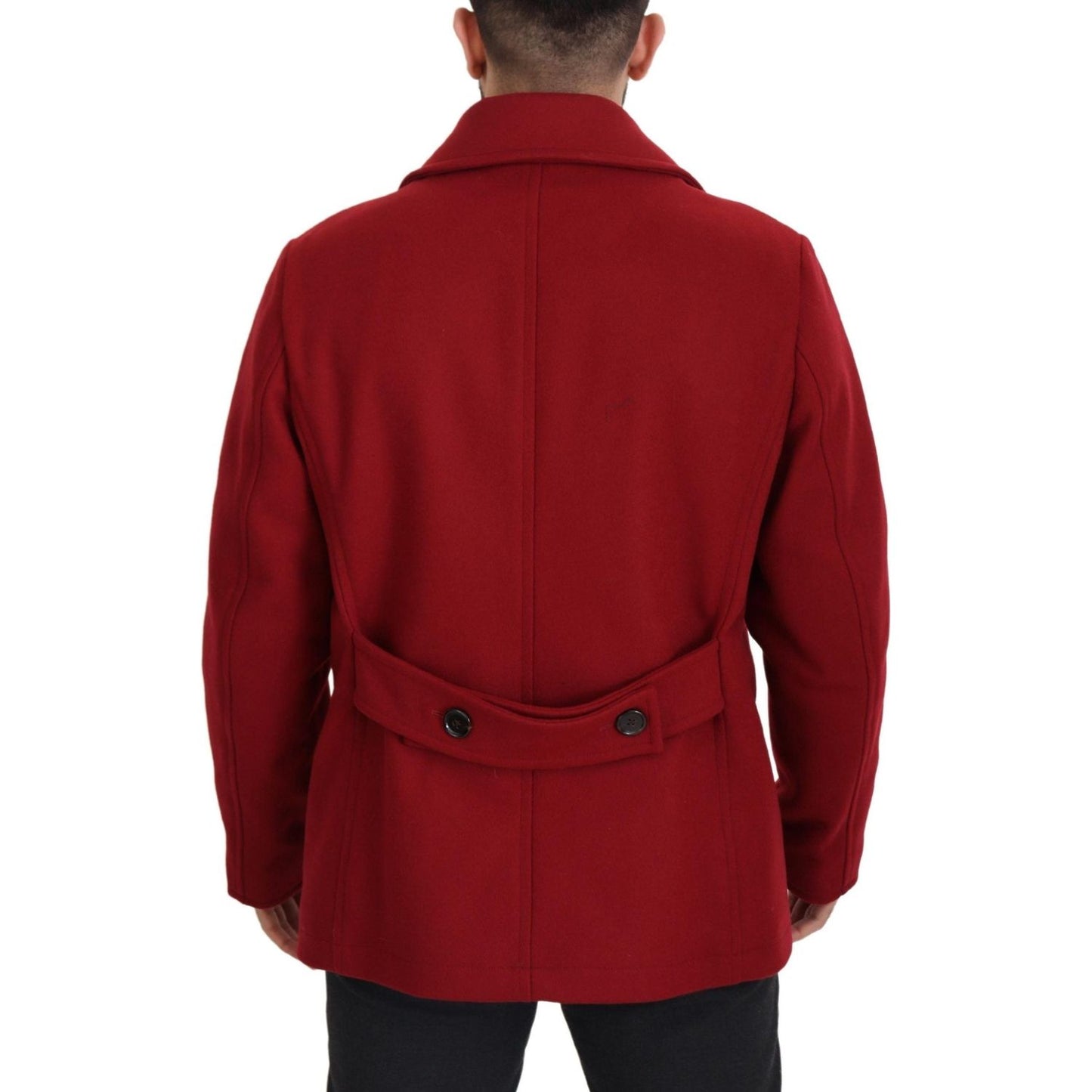 Dolce & Gabbana Red Wool Double Breasted Coat Jacket JKT3348- 52