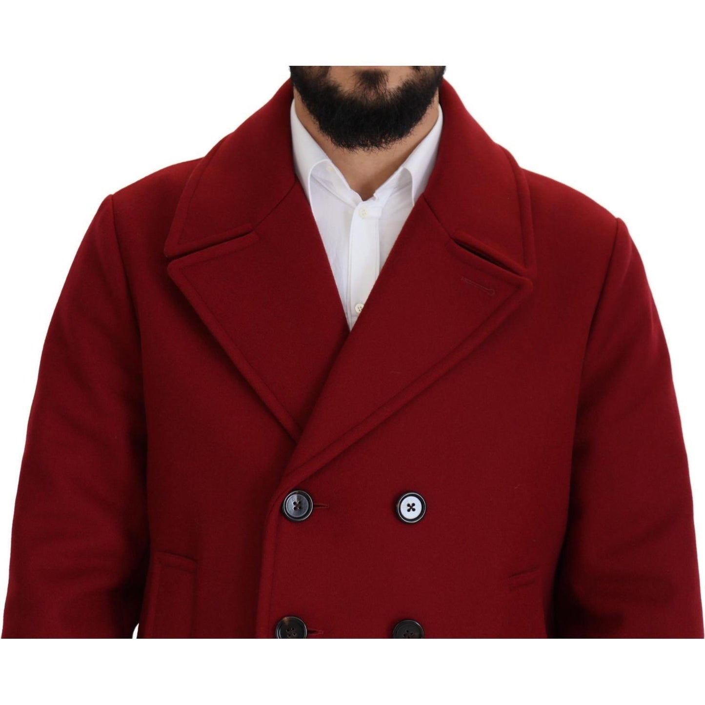 Dolce & Gabbana Red Wool Double Breasted Coat Jacket JKT3348- 52