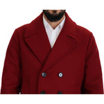 Dolce & Gabbana Red Wool Double Breasted Coat Jacket JKT3348- 52