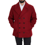 Dolce & Gabbana Red Wool Double Breasted Coat Jacket JKT3348- 52