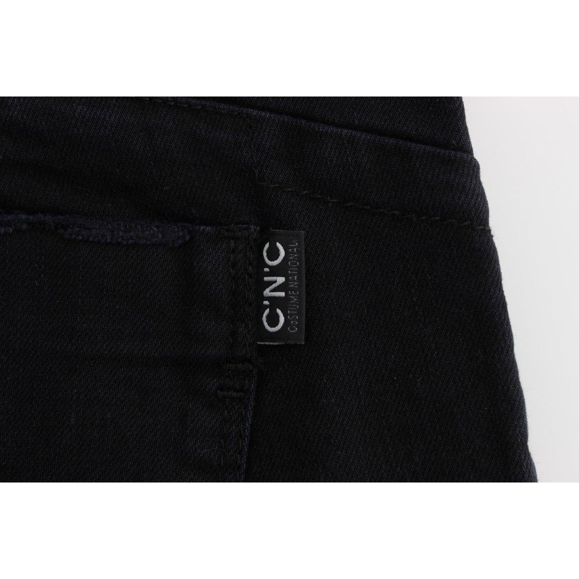 Costume National Black Cotton Slim Fit Cropped Jeans