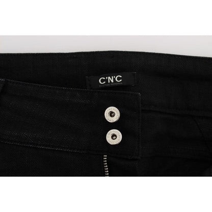 Costume National Black Cotton Slouchy Slims Fit Jeans Jeans & Pants
